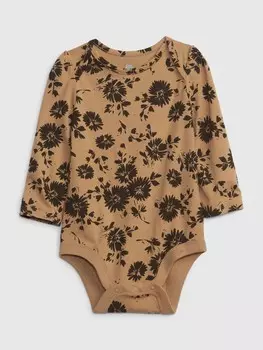 Боди с длинными рукавами из органического цветка Gap, коричневый