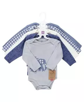 Боди с длинными рукавами из органического хлопка для маленьких мальчиков, цвет синий арахис, 18–24 месяца Touched By Nature, синий