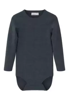 Боди с длинными рукавами Name It "NMMWANG WOOL NEEDLE LS BODY SOLID", синий