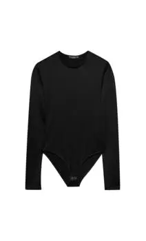 Боди с длинными рукавами Stradivarius, черный
