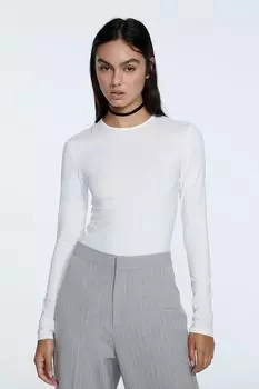 Боди с длинными рукавами Stradivarius, экрю