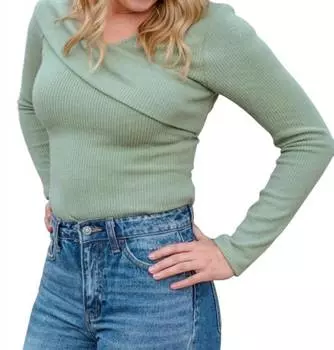 Боди с длинными рукавами в фисташковом цвете GILLI, фисташковый