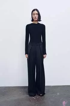 Боди с драпировкой ZARA, черный