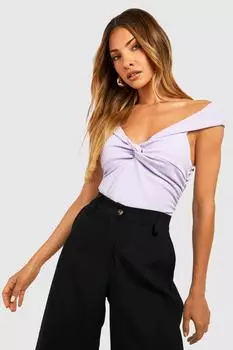 Боди с двойной поворотной передней частью Boohoo, сиреневый