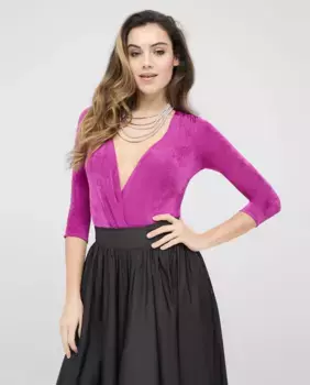 Боди с французскими рукавами и перекрещенным вырезом Veneno en la piel, розовый