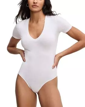 Боди с глубоким V-образным вырезом Good American, белый