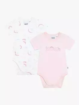 Боди с коротким рукавом и монограммой boss baby с логотипом и монограммой HUGO BOSS, цвет Rose