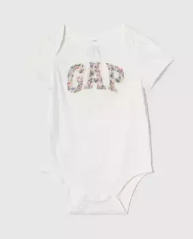 Боди с короткими рукавами и круглым вырезом для малыша Gap, белый