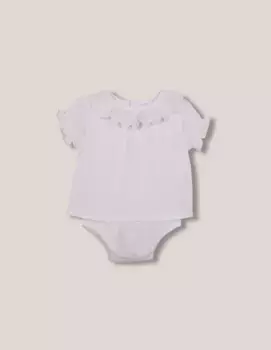 Боди с короткими рукавами и воротником с оборками Gocco, белый