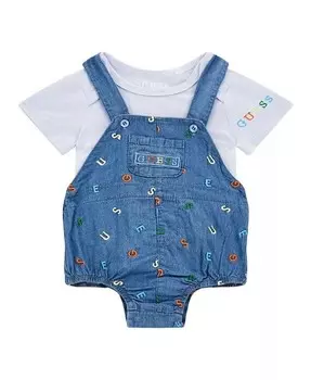 Боди с короткими рукавами и вышивкой Bubble для маленьких мальчиков Guess, оранжевый