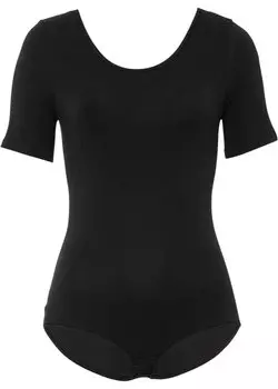 Боди с короткими рукавами из хлопка Bpc Bonprix Collection, черный
