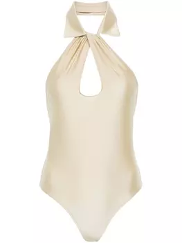 Боди с косым воротником Coperni, бежевый