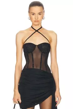 Боди с кристаллическим ожерельем Oseree, черный