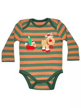 Боди с круглым вырезом и длинными рукавами из органического хлопка для маленьких мальчиков на кнопках Organickid