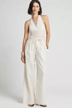 Боди с кружевом на шее River Island, белый