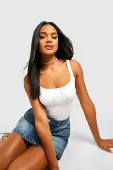 Боди с квадратным вырезом и ремешками Boohoo, белый