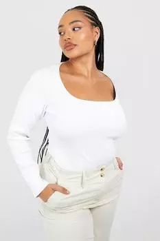 Боди с квадратным вырезом plus Boohoo, белый