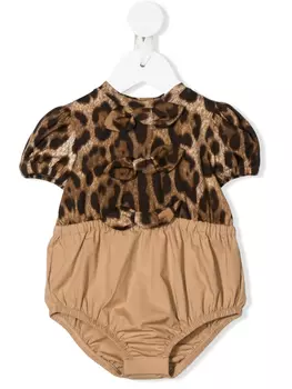 Боди с леопардовым принтом Dolce & Gabbana Kids, коричневый