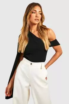 Боди с накидком и рукавами Boohoo, черный