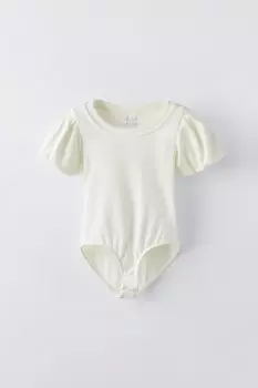 Боди с объемными рукавами ZARA, белый