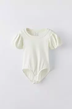 Боди с объемными рукавами ZARA, белый