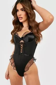 Боди с оборками на День святого Валентина boohoo, черный