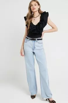 Боди с оборкой River Island, черный