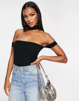 Боди с открытыми плечами и чокером ASOS DESIGN