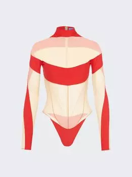 Боди с открытыми плечами Mugler, красный