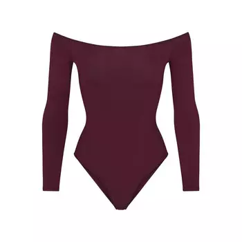 Боди с открытыми плечами SKIMS Cotton Jersey, цвет Deep Berry