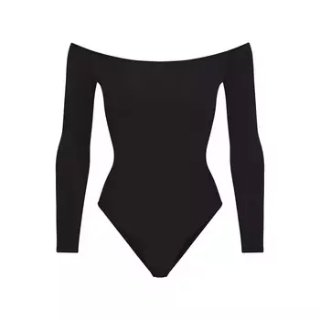 Боди с открытыми плечами SKIMS Cotton Jersey, цвет Soot