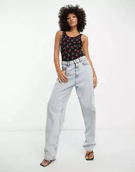 Боди с овальной спинкой и прорезями для рук ASOS DESIGN с вишневым принтом