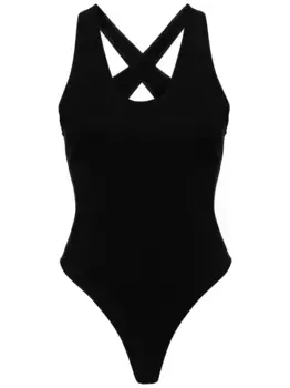 Боди с перекрестными бретелями Alaa, черный