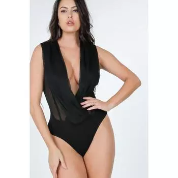 Боди с плиссировкой и накладным швом спереди FASHNZFAB, черный