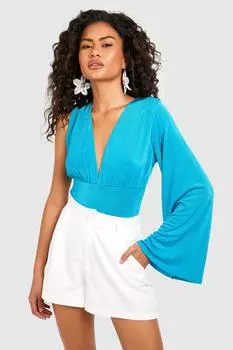 Боди с погруженным погруженным боди из ацетата Boohoo, аква