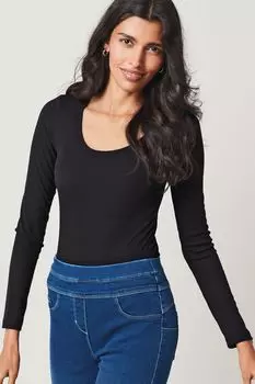 Боди с полукруглым вырезом Next, черный