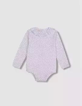 Боди с принтом для девочки и рюшами на шее Gocco, белый