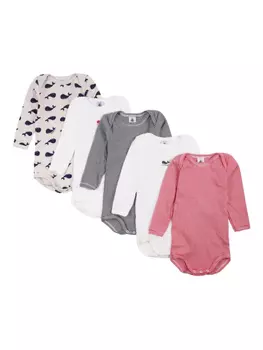 Боди с принтом (упаковка из пяти штук) Petit Bateau, нейтральный