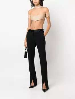 Боди с прозрачными вставками и логотипом Mugler, золотистый