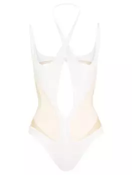 Боди с прозрачными вставками Mugler, белый