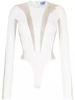 Боди с прозрачными вставками Mugler, белый