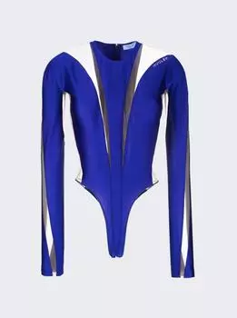 Боди с прозрачными вставками Mugler, цвет ultraviolet and nude 01