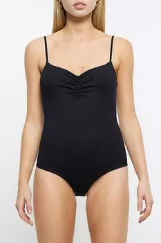 Боди с ремешками и сборками River Island, черный