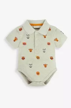 Боди с рубашкой-поло с вышивкой Jojo Maman Bb, бежевый