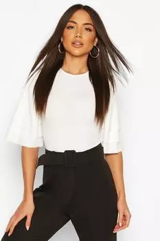 Боди с рукавами флейта Boohoo, белый