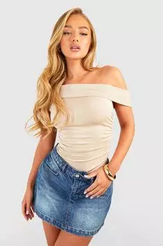 Боди с рушками на одно плече Boohoo, серый