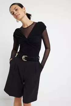 Боди с сетчатыми вставками River Island, черный