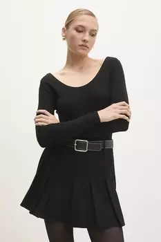 Боди с шелком Answear.Lab, черный