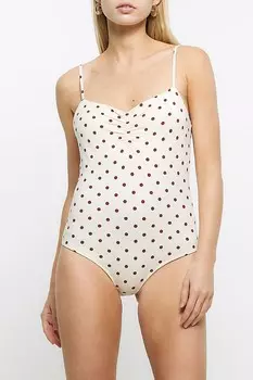 Боди с точечными бретельками и сборками River Island, белый
