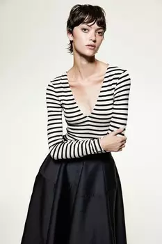 Боди с V-образным вырезом H&M, бежевый